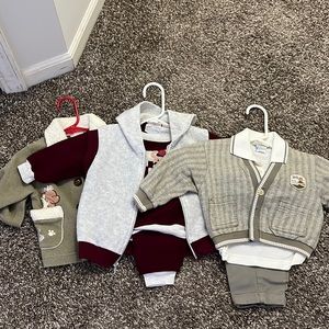 Two full outfits and one sweater/jacket all three outfits are size 18 month